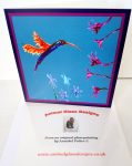 Hummingbird card with a hummingbird and flowers illustration