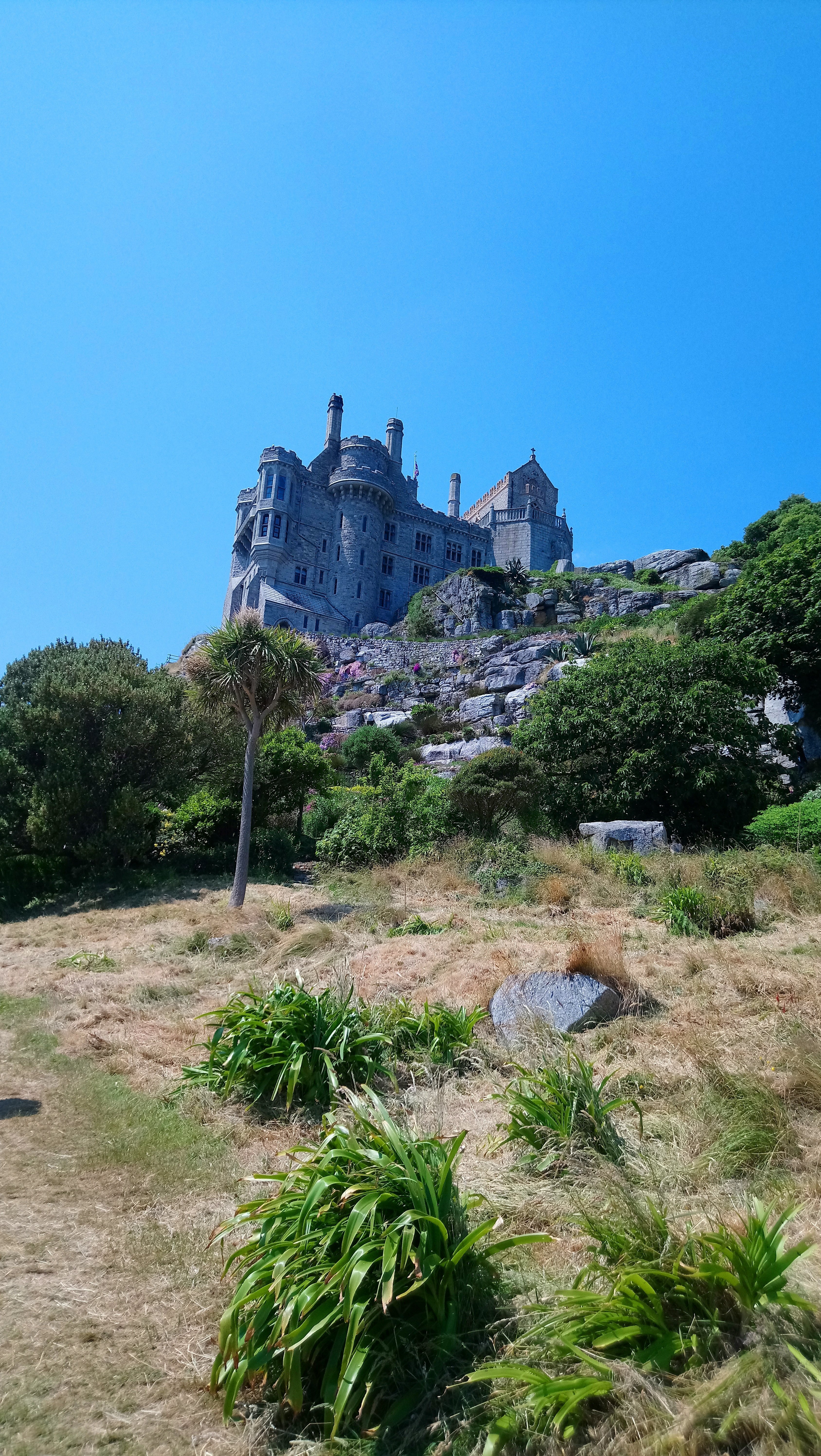 Looking up at St.Michael’s Mount castle from the lower grounds