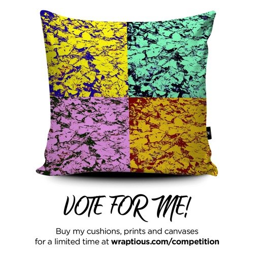 Cushion with an abstract foliage pattern in different colours