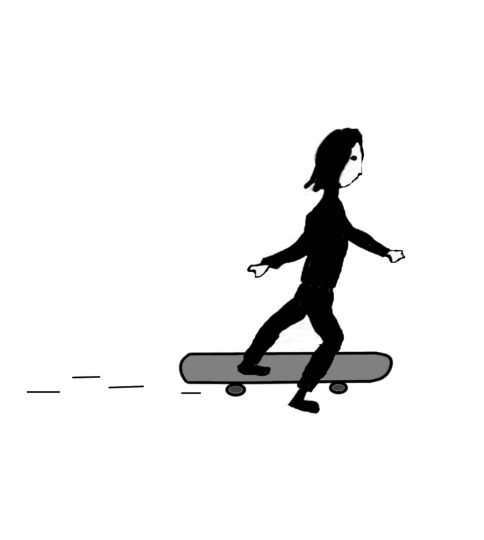 Image of a person on a skateboard illustrating force