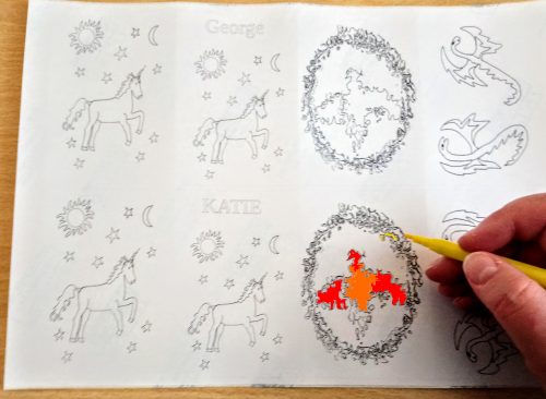 Mythical animal stickers to colour-in with unicorns, phoenix and dragons